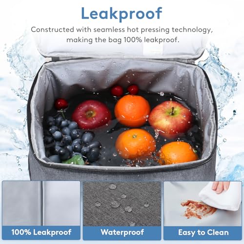 Cooler Bag 30 Cans Collapsible and Insulated Large Lunch Bag Leakproof Soft Cooler Portable for Camping (30-Can(20L) / Dark Gray)