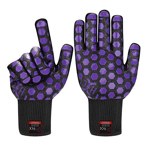 Heat Resistant Oven Glove (Black/Purple / Regular Cuff)