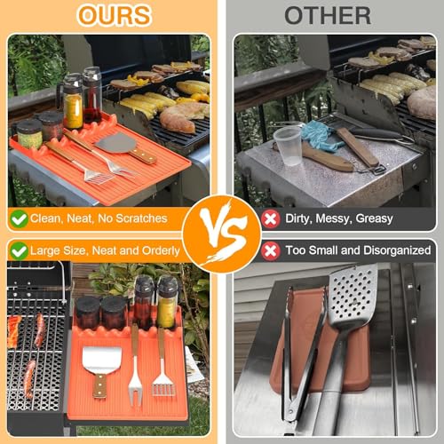 Silicone Griddle Tool Mat for Flat Top Grills (Orange-2Pcs)