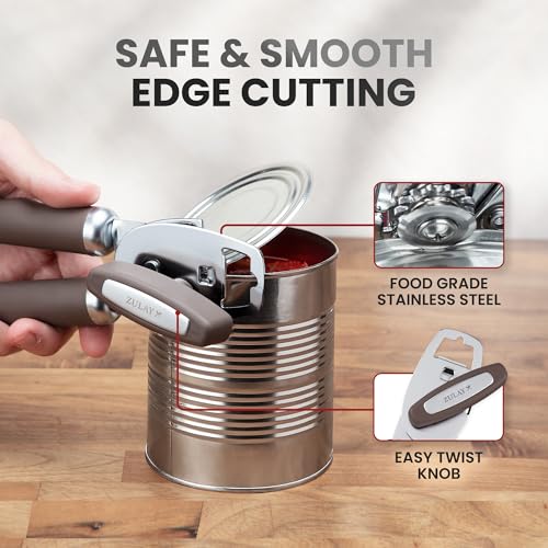 Manual Can Opener Heavy Duty Patented Stainless Steel (Toffee / Comfy Grip)