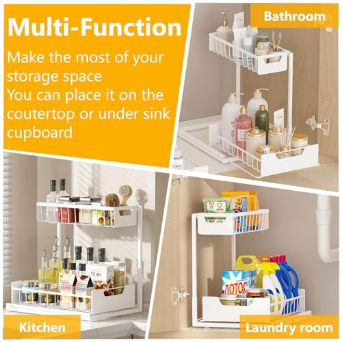Under Kitchen Sink Organizers and Storage (White / 1 Pack)