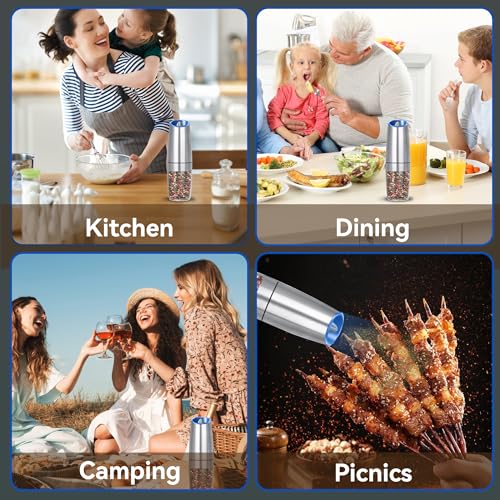 Battery Operated Gravity Salt And Pepper Grinder (Silver-Single)