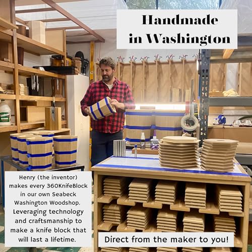 Black) ROTATING magnetic knife block - capacity for 12+ knives -handmade in Washington (Black)