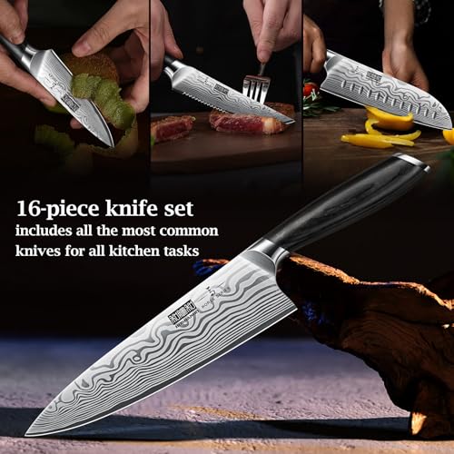 16 Piece Knife Set with Block (16 Pieces Knife Set)