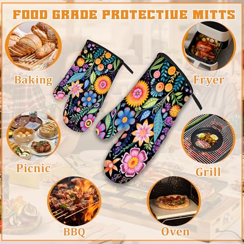 Vintage Hippie Flower Oven Mitts and Pot Holders (4 Count)