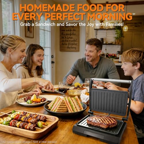 2 Slices of Mini Panini Press Electric Grill (Metallic gray)