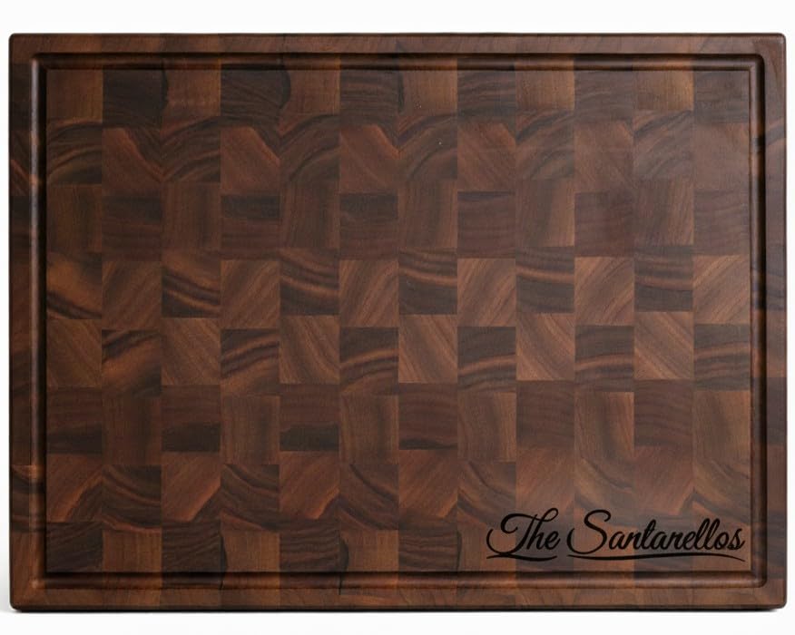 Handmade Personalized Walnut End Grain Cutting Board (21x15x2 Inches)