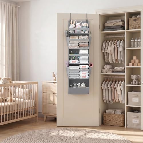 1 Pack Over the Door Organizer (Gray / 5 section)
