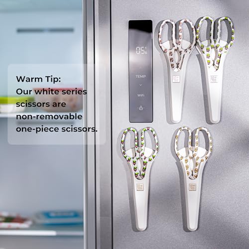 Kitchen Scissors Heavy Duty Kitchen Shears with Magnetic Holder Made with Japanese Steel 4034 (White/Cow)