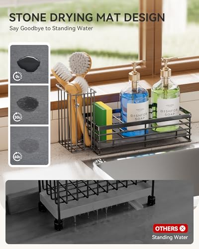 Sponge Holder for Kitchen Sink (Metallic Black / Medium)