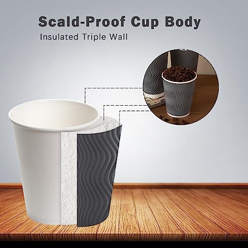 150 Pack 8 oz Coffee Cups Disposable Insulated Paper Cup Gray (Gray / 8 oz-150)