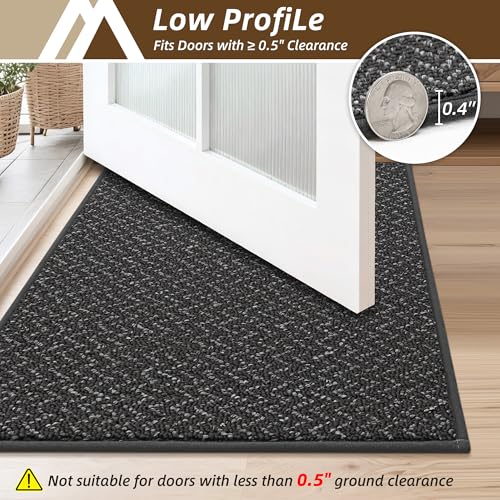 Dirt Trapper Door Mat 17"x30" Non Slip Washable Dark Grey (Dark Grey / 17inx30in)