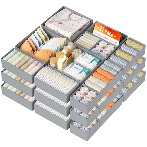 Drawer Organizer Clothes (Gray / 21 Pack)