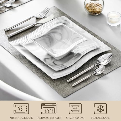 Plates and Bowls Set (12 Piece(Service for 4) / Marble Grey)