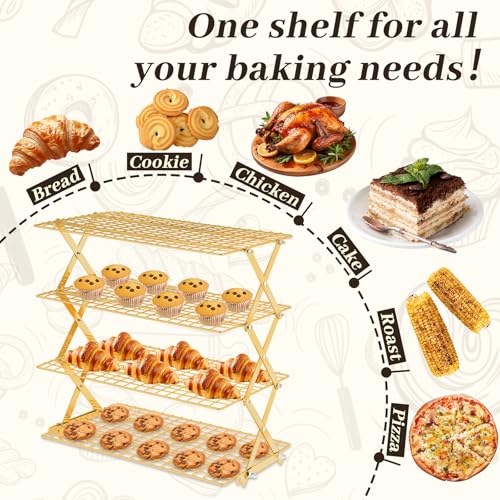 4 Tier Gold Collapsible Cooling Rack