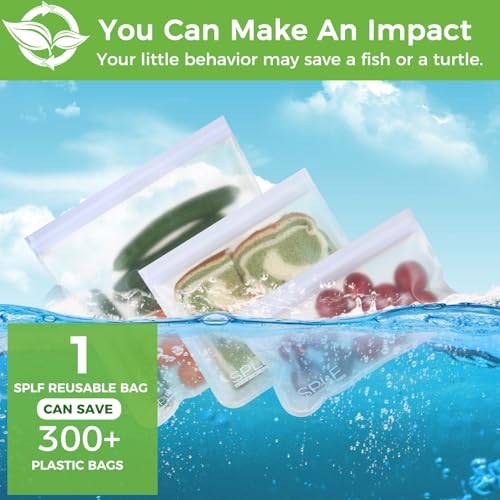 6 Pack Dishwasher Safe Reusable Gallon Freezer Bags (6 Pack-6 Gallon / White)
