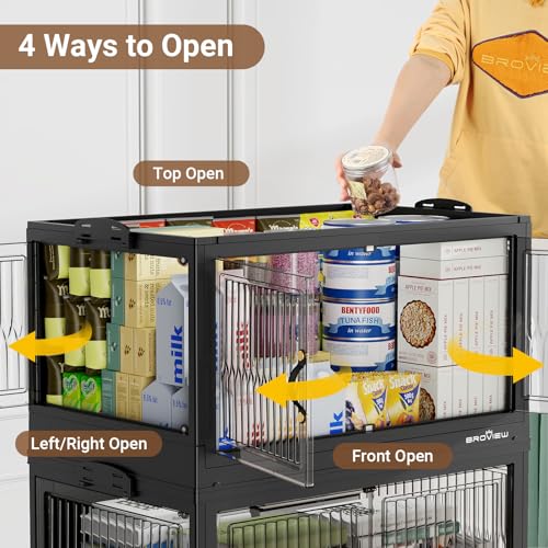 120Gal Stackable Storage Bins with Lids Foldable Boxes (Black / 30Gal-4Pack)