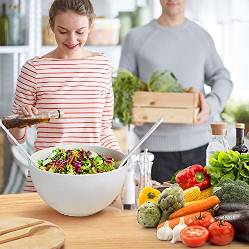 11.3" Extra Large Salad Serving Bowl Set with Wooden Lid&Utensils (11.3 inch / Matte White)