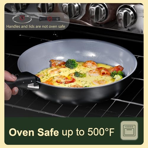 19pcs Ceramic Cookware Set Detachable Handle (Black/Gray / 19 Piece)