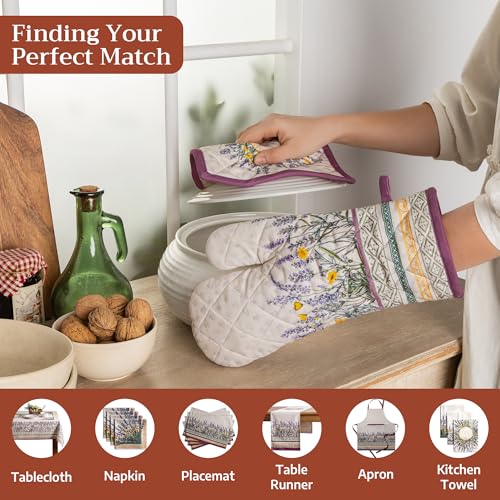 Pot Holders 100% Cotton Potholders (016 - Fanny Lavender / 8" x 8" (Pot Holder Pack of 2))