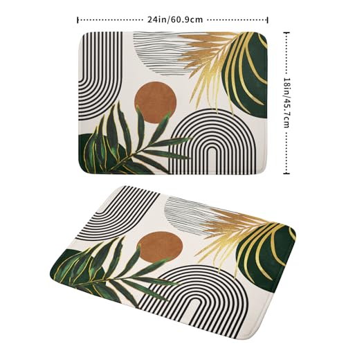 Boho Leaves Dish Drying Mat 18x24 inch Mid Century Absorbent Drainer Rack Mats Fast Dry Bottles Dish Dry Pad Protector Kitchen Accessories (Boho Leaves / 18" x 24")