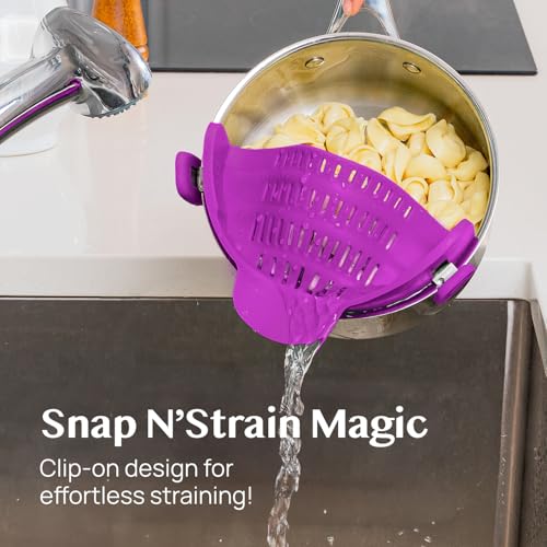 Snap N Strain Pot and Pasta Strainer (Purple)