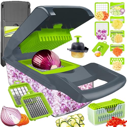 Vegetable Chopper Dicer with Container (Gray)