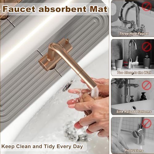 Faucet Mat for Kitchen Sink (Square Grey / 23.6x3.9in)