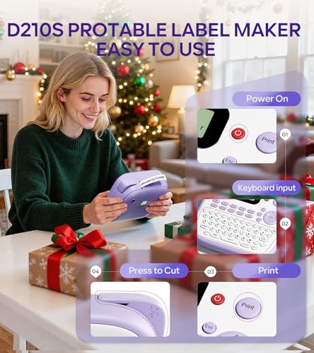 D210S Label Maker Machine with Tapes (Purple)