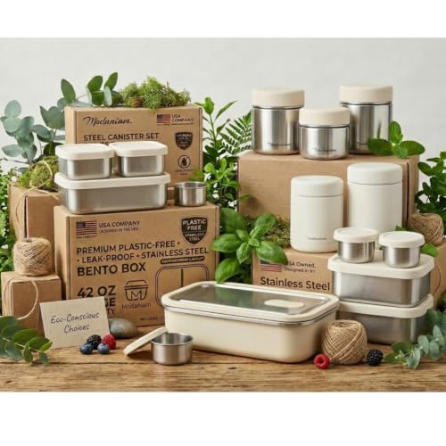 Flexibento Stainless Steel Bento Box Adult Large (Vanilla-47OZ-Setof2)