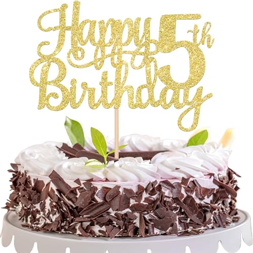 1 PCS Happy 5th Birthday Cake Topper (Gold / 5th)