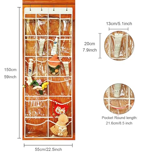 Over The Door Organizer 18 Large Mesh Shoe Storage Pockets（PVC） (transparent)