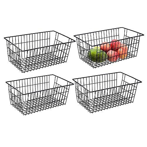 Wire Storage Baskets (4 Pack / Black)