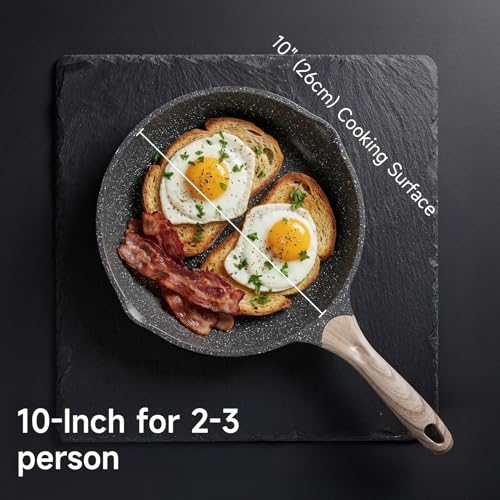 10 Inch Nonstick Frying Pan Skillet with Dual Spouts Cooking Pan (Gray / 10")