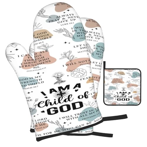 Christian Oven Mitts and Pot Holders Sets of 3 (Funny)