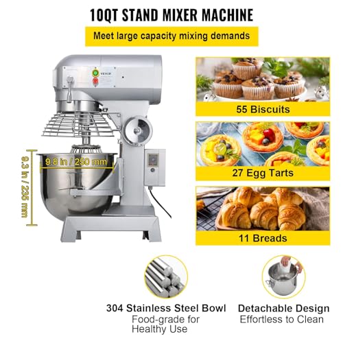 10Qt Commercial Food Mixer with Timing Function (2 Fl Oz)