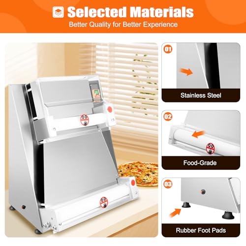 Pizza Dough Roller Sheeter (370W, 0.7-5.4mm 4-15.74in)