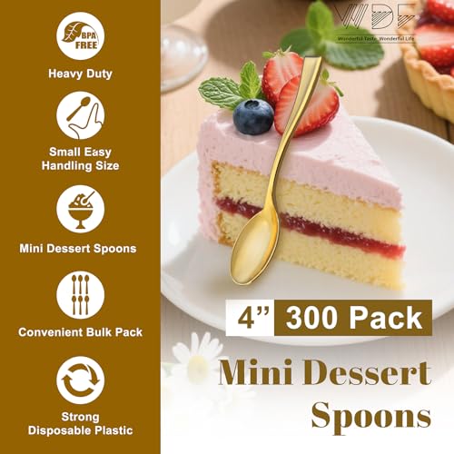 300PCS Plastic Gold Mini Spoons (Gold / Mini Spoons)
