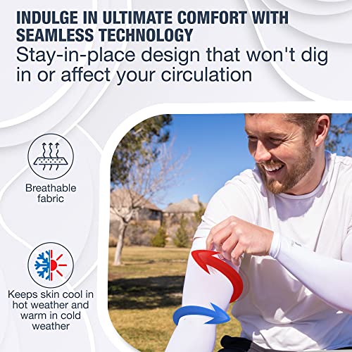 Cooling Arm Sleeves for Men & Women (2 Pairs: 1 Pair White + 1 Pair Gray / One Size)