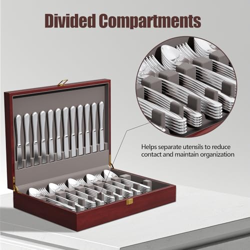 Mahogany Wood Silverware Storage Box (Walnut / 1 Tier)