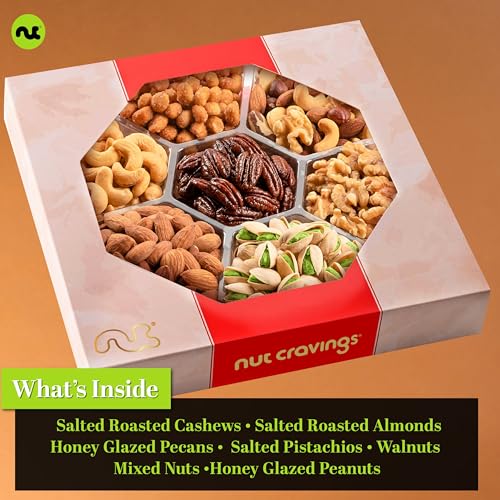 Rosh Hashana Gift Basket Mixed Nuts in Red Gold Box