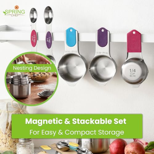 9 Magnetic Measuring Cups & Spoons Set w (Multicolor)