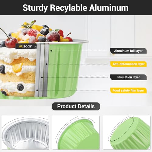 Disposable Aluminum Foil Muffin Liners (Green / 30pcs)