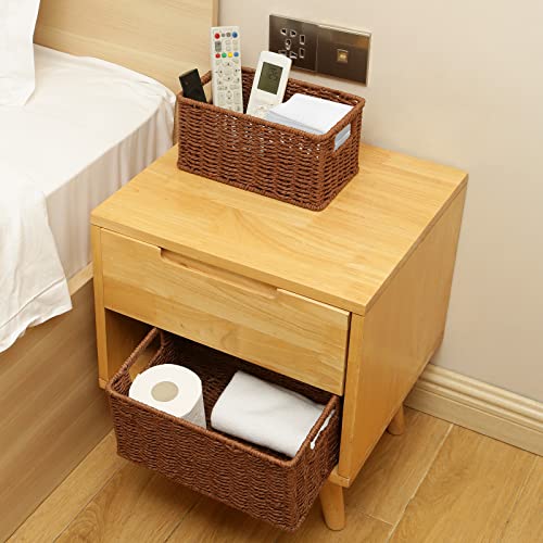 Woven Baskets for Storage (12 x 8 x 6 inches / Dark Brown)