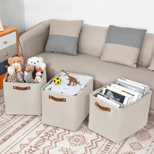 Large Storage Baskets (Beige / XL-16"x 12"x12")