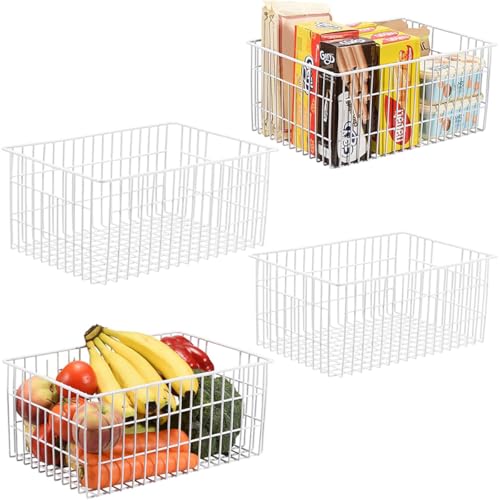 Upright Freezer Organizer Bins Metal Wire Storage Container Basket