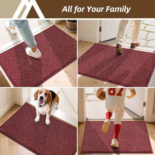 Dirt Trapper Door Mat 24"x36" Non Slip Washable Red