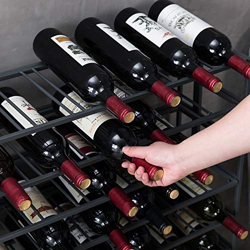 Gray Metal Wine Rack Floor Stand 9 Tier Bottle Storage Shelf (Grey)
