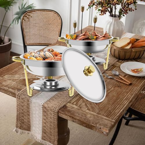 Gold & Silver Chafing Dishes for Buffet with Lid 5QT (8 PACK)