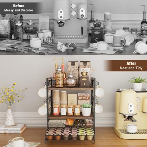 Coffee Bar Station Organizer (Brown (4 Tier))